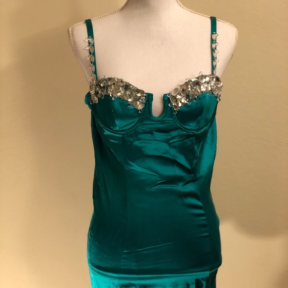 Marciano Dresses & Skirts - Marciano Silk Turquoise Embellished Cocktail Dress